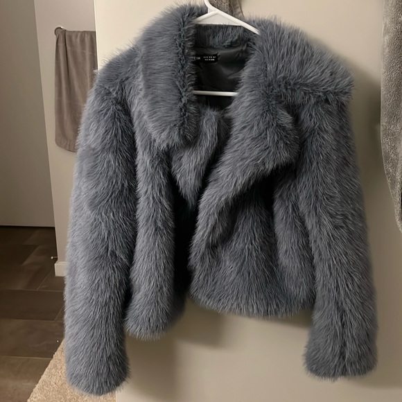 SHEIN Lapel Neck Fuzzy Coat - Picture 1 of 3